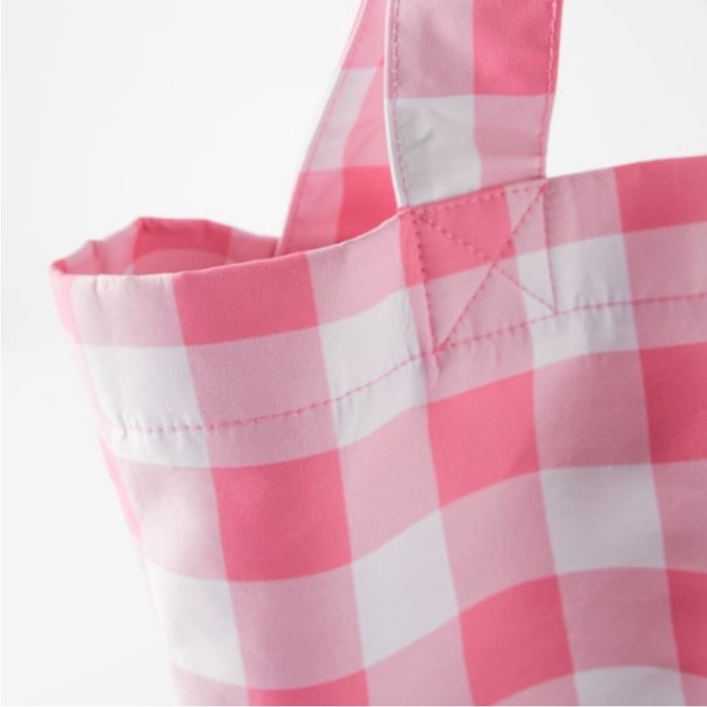 EUC Zara pink checkered tote bag / Gingham - Picture 4 of 11